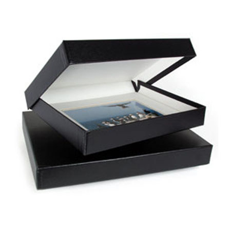 Archival Methods Onyx 17" x 22" x 2" Portfolio Box, 17.25" x 22.25", Black Buckram / White Lining. image