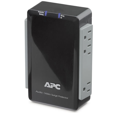 APC Audio/Video 6 Outlet Surge Protector with Coax Protection, 120V Input Voltage, 50/60Hz Input Frequency, Black