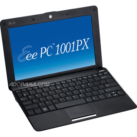 Asus Eee PC 1001PX-EU17-BK 10.1in Notebook with 1.66GHz Intel Atom N450 Processor, 1GB RAM, 160GB Hard Drive, Windows 7 Starter - Black image