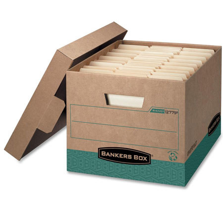 Bankers Box Recycled R-Kive Storage Box, Letter/Legal, Lift-off Locking Lid - Pack of 12