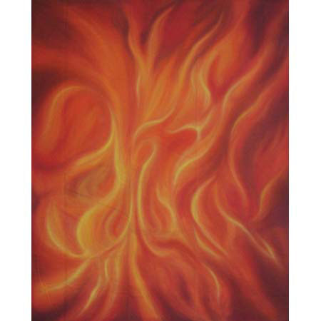 Adorama Belle Drape Scenic Series, 10' x 12' Painted Muslin Background, Style #916. Color: Orange and Yellow 'Fire' Pattern image
