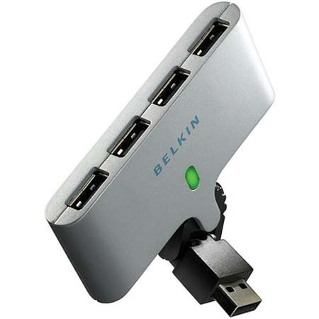 UPC 722868631171 product image for Belkin Hi-Speed USB 2.0 4-Port Swivel Hub, Silver | upcitemdb.com