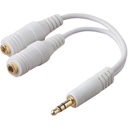 Belkin Speaker & Headphone Splitter, 3.5mm Stereo Mini Male to Dual Stereo Mini Female "Y" Cable, White