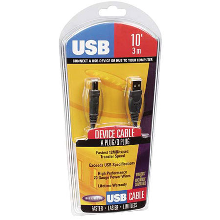 Belkin Pro Series USB 2.0 A to B Cable, 10 Feet, for Mac or Windows, Gray. image