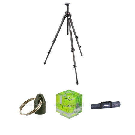 Manfrotto 055CXPRO3 CF Tripod-3 Section Kit, with Adorama Tripod Case, Double Bubble Level, Tripod Hanger