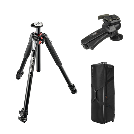 Bogen - Manfrotto 055XPROB Black Tripod Kit with 322RC2 Grip Action Ball Quick Release Head &amp; Tripod Case image