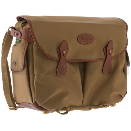 Billingham Photo Packington, Notebook &amp; Camera Shoulder Bag, Khaki with Tan Leather Trim and Brass Fittings. image