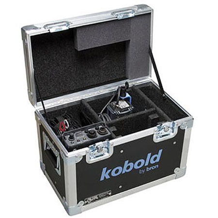 Bron Kobold DW 200 Open Face AC Production Kit, with 200 watt HMI Head, Ballast, Lamp, Open Face Reflector, Barndoors, Filters & Case