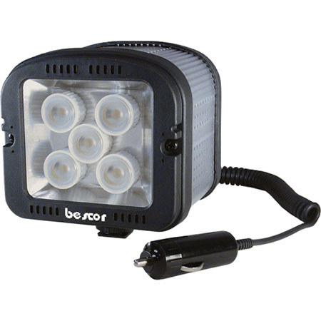 Bescor LED-150 12V On Camera Dimmable LED Video Light with Cigarette Plug Connection, 150 Watt Output, 5800K image