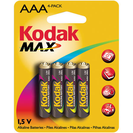Kodak Max AAA Batteries, 1.5 volt Alkaline, Pack of Four. image
