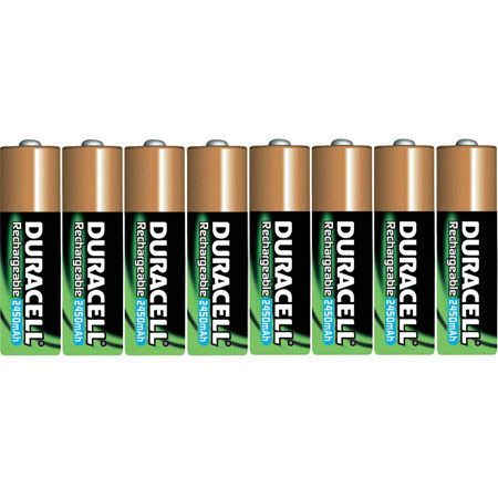 Duracell AA Rechargeable Batteries, Nickel Metal Hydride (NiMH), 2650mAh, Pack of Eight image