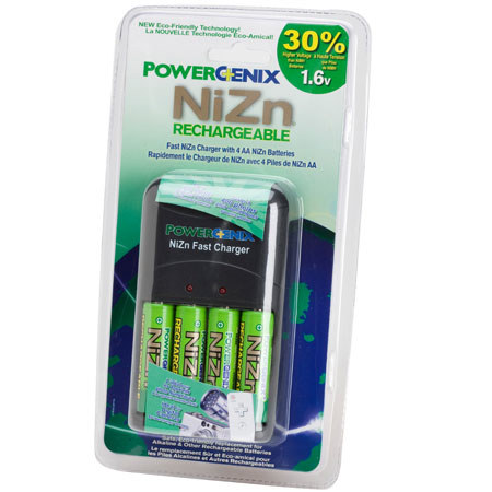 PowerGenix 5-Hour Fast Charger with 4 AA NiZn (Nickel-Zinc) Rechargable Batteries image