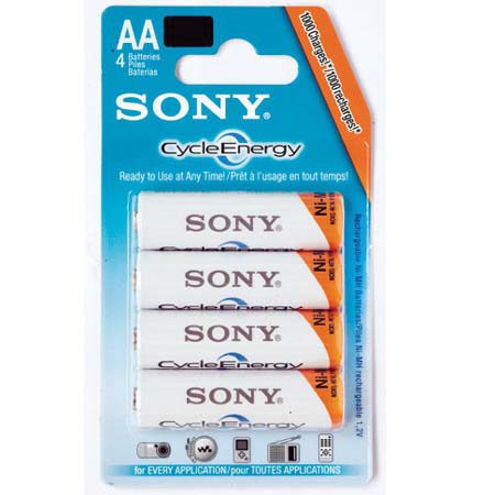 Sony 4-Cycle Energy Blue AA 2000mAh Ni-MH Rechargeable Batteries image