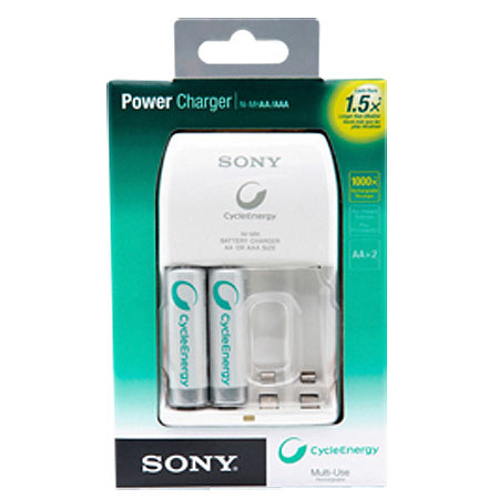 Sony Power Charger with 2-1000mAh AA Pre-Charged Rechargeable Batteries image