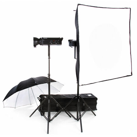 Bowens Gemini 1000 Pro 2 Monolight Kit, with 2 1000 Ws Monolights, Light Stands, Umbrella, Softbox &amp; Trolly Case. image