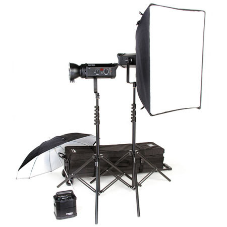 Bowens Gemini 500 Pro 2 Monolight Travelpak Kit, with 2 500 Ws Monolights, Light Stands, Umbrella, Softbox &amp; Trolly Case. image