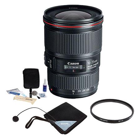 Canon EF 16-35mm f/4.0L IS USM Ultra Wide Angle Zoom Lens - U.S.A. Warranty - Bundle With 77mm UV Filter, Lens Wrap, Cleaning Kit, Lens Capleash