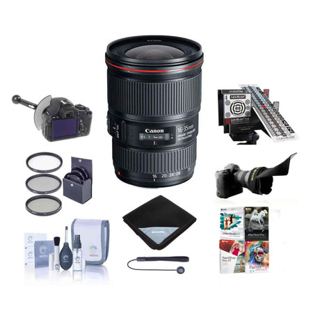 Canon EF 16-35mm f/4.0L IS USM Ultra Wide Angle Zoom Lens - U.S.A. Warranty - Bundle With 77mm Filter Kit, New Leaf 3 Year (Drops & Spills) Warranty, Lens Wrap, Cleaning Kit, Lens Capleash