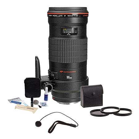 Canon EF 180mm f/3.5L Macro USM AF Lens Kit,- USA with 72mm Photo Essentials Filter Kit, Lens Cap Leash, Professional Lens Cleaning Kit,