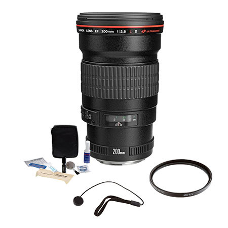 Canon EF 200mm f/2.8L-II (USM) AF Telephoto Lens Kit, USA with Pro Optic 72mm Multi Coated UV Filter. Lens Cap Leash, Professional Lens Cleaning Kit