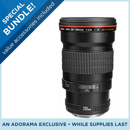 Canon EF 200mm f/2.8L-II (USM) Auto Focus Telephoto Lens with Case & Hood - USA - Special Promotional Bundle
