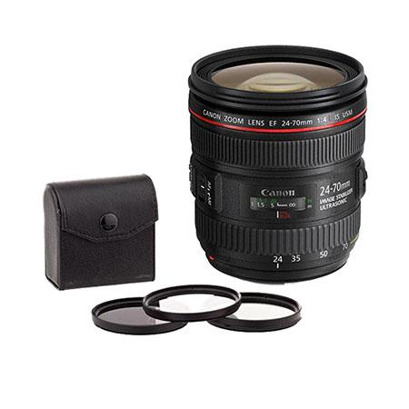 Canon EF 24-70mm f/4L IS USM Zoom Lens, U.S.A. Warranty - Bundle - with 77mm Digital Essentials Filter Kit (UV, CP, ND2 & Pouch)
