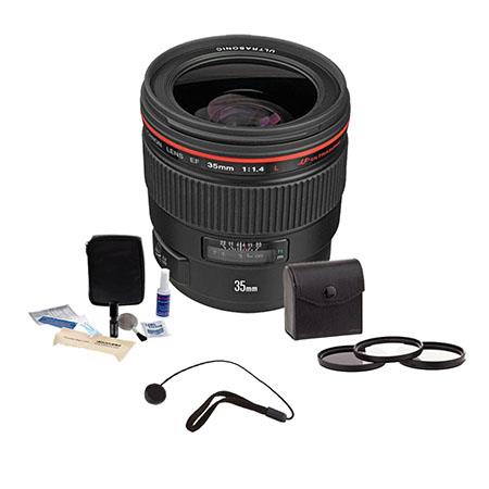 Canon EF 35mm f/1.4L USM AutoFocus Lens Kit,- USA with 72mm Digital Essentials Filter Kit, Lens Cap Leash, Professional Lens Cleaning Kit,