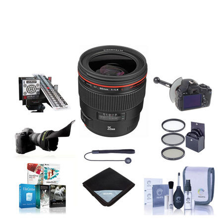 Canon EF 35mm f/1.4L USM AutoFocus Lens Kit USA Bundle with 72mm Digital Essentials Filter Kit, New Leaf 3 Year (Drops & Spills) Warranty, Lens Cap Leash, Professional Lens Cleaning Kit, Lens Wrap (15x15)