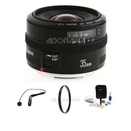 Canon EF 35mm f/2 AutoFocus Wide Angle Lens - USA Warranty with Tiffen 52mm UV Filter, Lens Cap Leash, Professional Lens Cleaning Kit
