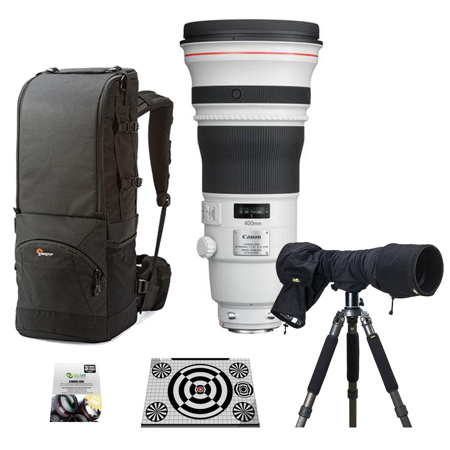 Canon EF 400mm f/2.8L IS II USM Image Stabilizer Super Telephoto Lens, USA Warranty - Bundle With Lowepro Lens Trekker 600 AW II Backpack Black, New Leaf 3 Year (Drops & Spills) Warranty, LensAlign MkII Focus Calibration System, ERC-E4L Raincover for EOS