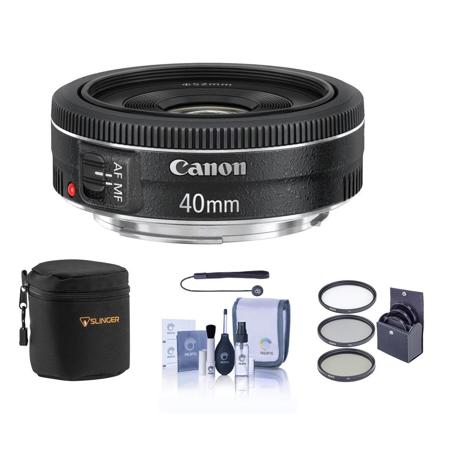 Canon EF 40mm f/2.8 STM Pancake Lens - USA Warranty - Bundle - with Pro Optic 52mm MC UV Filter, Lens Cap Leash, Professional Lens Cleaning Kit, Lens Pouch