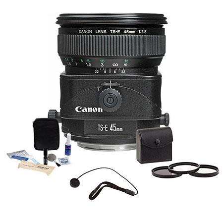 Canon TS-E 45mm f/2.8 Tilt and Shift Manual Focus Lens Kit, USA with 72mm Digital Essentials Filter Kit, Lens Cap Leash, Professional Lens Cleaning Kit,