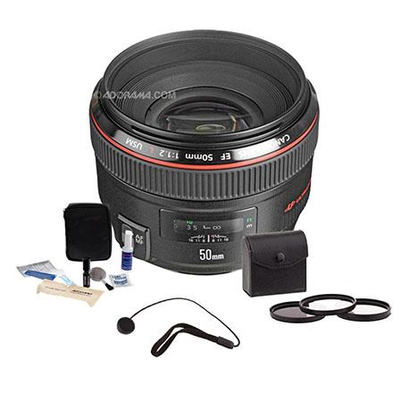 Canon EF 50mm f/1.2L USM Ultra-Fast Standard AutoFocus Lens Kit, USA with 72mm Digital Essentials Filter Kit, Lens Cap Leash, Professional Lens Cleaning Kit,