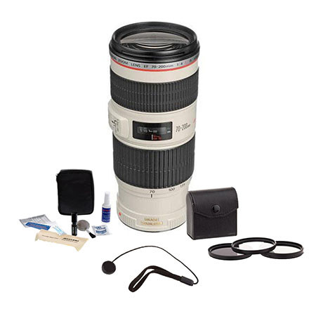 Canon EF 70-200mm f/4L IS USM Autofocus Lens Kit, USA with Tiffen 67mm Photo Essentials Filter Kit, Lens Cap Leash, Professional Lens Cleaning Kit