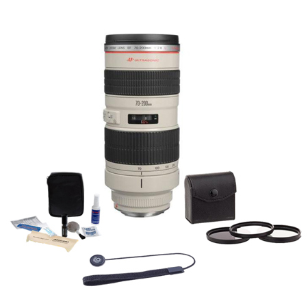 Canon EF 70-200mm f/2.8L USM AF Lens Kit, USA - with Tiffen 77mm Photo Essentials Filter Kit, Lens Cap Leash, Professional Lens Cleaning Kit