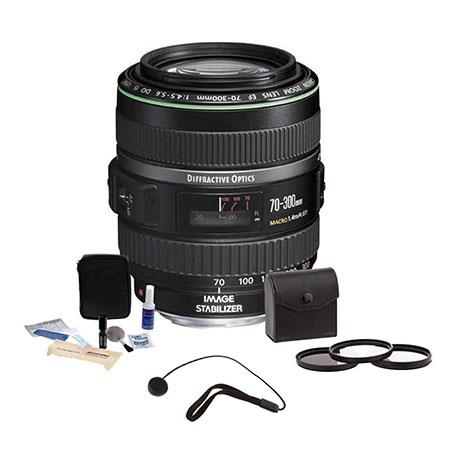 Canon EF 70-300mm f/4.5-5.6 DO IS USM Autofocus Lens Kit, USA with Tiffen 58mm Photo Essentials Filter Kit, Lens Cap Leash, Professional Lens Cleaning Kit,