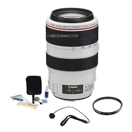 Canon EF 70-300mm f/4-5.6L IS USM Autofocus Telephoto Zoom Lens Kit - USA with Pro Optic 67mm MC UV Filter, Lens Cap Leash, Professional Lens Cleaning Kit