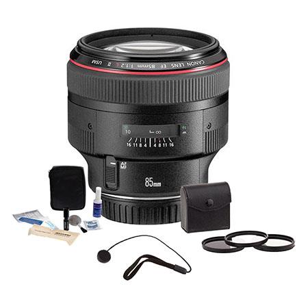 Canon EF 85mm f/1.2L II USM AutoFocus Telephoto Lens Kit, - USA - with 72mm Digital Essentials Filter Kit, Lens Cap Leash, Professional Lens Cleaning Kit