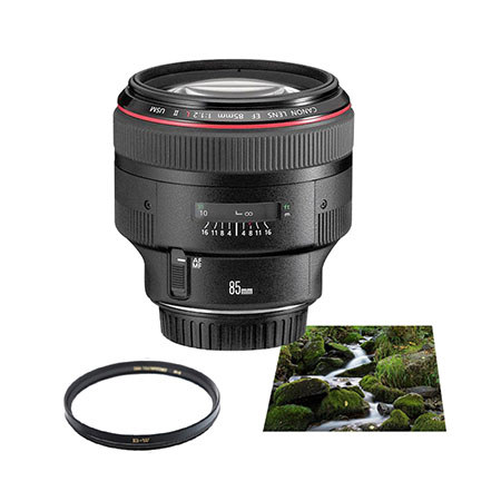 Canon EF 85mm f/1.2L II USM AutoFocus Telephoto Lens - USA - Advanced Kit - with B W 72mm Circular Polarizer Multi Coated Filter, B + W 72mm #102 0.6 (4x) Neutra Density Multi Coated Filter