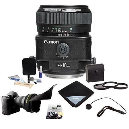 Canon TS-E 90mm f/2.8 Tilt & Shift Manual Focus Telephoto Lens Kit, USA with Tiffen 58mm Photo Essentials Filter Kit, Lens Cap Leash, Professional Lens Cleaning Kit,