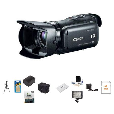 Canon VIXIA HF G20 Full HD Camcorder - BUNDLE - with Slinger Video Case, 32GB SDHC Card, Spare Lithium Battery, Newleaf 5 Year Extended Warranty, Flashpoint 126LED Video Light, Pro-Optic 58mm Filter Kit , Lens Cleaning Kit, Sunpack Tripod, SD Card Case, S