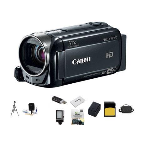 Canon VIXIA HF R50 1080p Full HD Camcorder, - Bundle With LowePro Carrying Case, 32 GB Class 10 SDHC Memory Card, Spare Bp-727 Battery, New Leaf 3 Year (Drops & Spills) Warranty, Cleaning Kit, SD Card Case, Sunpack Tripod, SD Card Reader, 5 LED Video Ligh