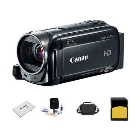 Canon VIXIA HF R52 1080p Full HD Camcorder, 3.28MP, - Bundle With LowePro Carrying Case, 16GB 16 SDHC Memory Card, Cleaning Kit, Card Case