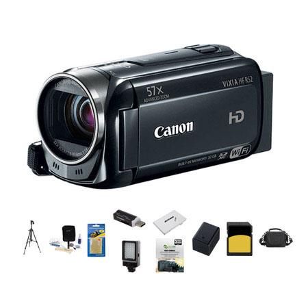 Canon VIXIA HF R52 1080p Full HD Camcorder, 3.28MP, - Bundle With LowePro Carrying Case, Lexar 32GB 400x SDHC Memory Card, Spare BP-727 Battery, New Leaf 3 Year (Drops & Spills) Warranty, Cleaning Kit, Card Case, Screen Protector, Sunpack Tripod, Card Rea