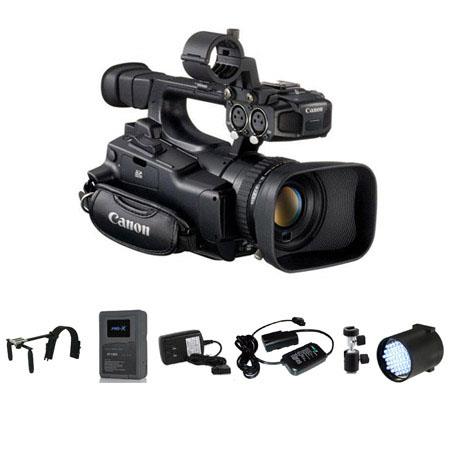 Canon XF-100 High Definition Professional Camcorder - Deluxe Bundle - with Switronix Shoulder Mount, Switronix XP-L90S V Mount Brick Battery, Switronix Power Tap Charger, Switronix TL-50 Dimmable On Camera LED Light, Light Stand Adapter, 20