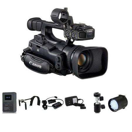 Canon XF-105 High Definition Professional Camcorder - Deluxe Bundle - with Switronix Shoulder Mount, Switronix XP-L90S V Mount Brick Battery, Switronix Power Tap Charger, Switronix TL-50 Dimmable On Camera LED Light, Light Stand Adapter, 20