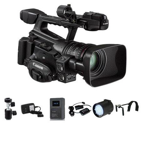 Canon XF-300 High Definition Professional Camcorder - Bundle- with Switronix Shoulder Mount, Brick Style 14.4v 6.3Ah Li-ion Battery, PowerBase Charger, On-Camera DC LED Light Dimmable, 20