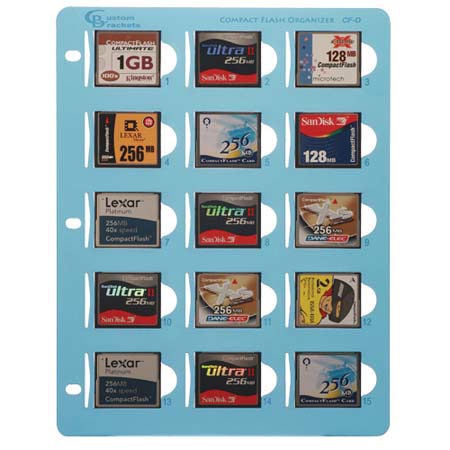 Custom Brackets Compact Flash Organizer, Notebook Style Organizer for 15 CF Cards image