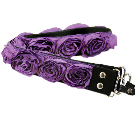 Camera Straps by Capturing Couture: Floral Collection, The Purple Organza Ostrich Candy 1.5" DSLR/SLR Fashion Camera Strap
