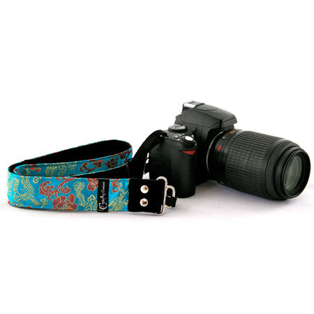 Camera Straps by Capturing Couture: Silk Collection, The Lotus Spirit 1.5" SLR/DSLR Camera Strap with Gold Dragons in 100% Silk Brocade Fabric